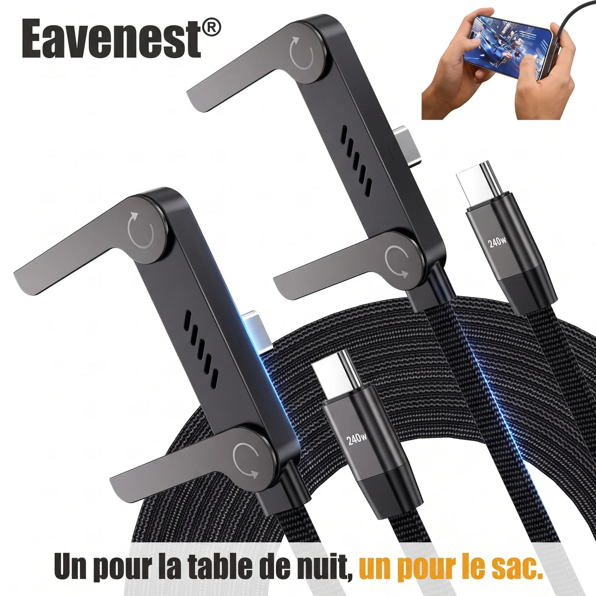Eavenest® SideCharge™ · Câble 240 W à support intégré